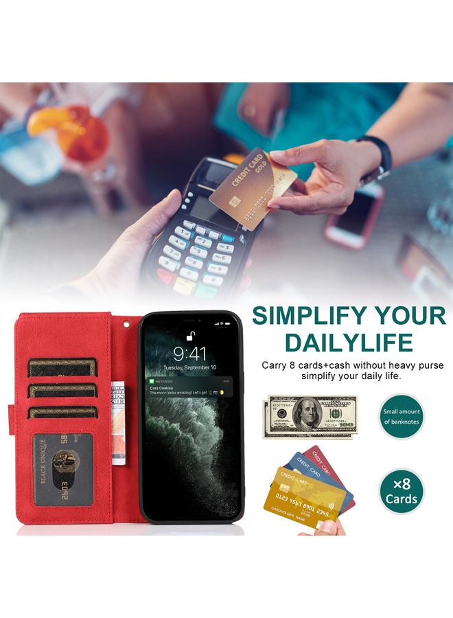 Zaboon Case For iPhone 12 / 12 Pro Skin-feel Crazy Horse Texture Zipper Wallet Bag Horizontal Flip Leather Case with Holder & Card Slots & Wallet & Lanyard - Image 4