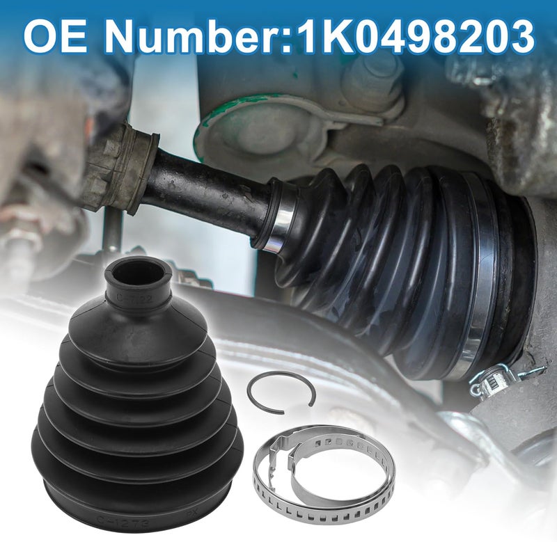 A ABSOPRO CV Joint Boot Kit No.1K0498203 with Clamps for Volkswagen Beetle and Jetta - Image 3