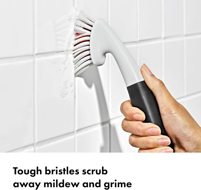 OXO Good Grips Grout Brush & Heavy Duty Scrub Brush Combo Set; Tough, Durable bristles Cut Through Grime and soap scum; Ideal for tubs, Tile Walls, countertops and Floors Anti slip - Image 3