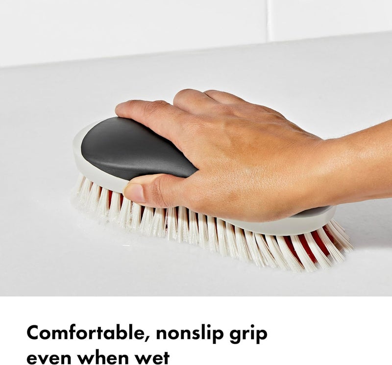 OXO Good Grips Grout Brush & Heavy Duty Scrub Brush Combo Set; Tough, Durable bristles Cut Through Grime and soap scum; Ideal for tubs, Tile Walls, countertops and Floors Anti slip - Image 2