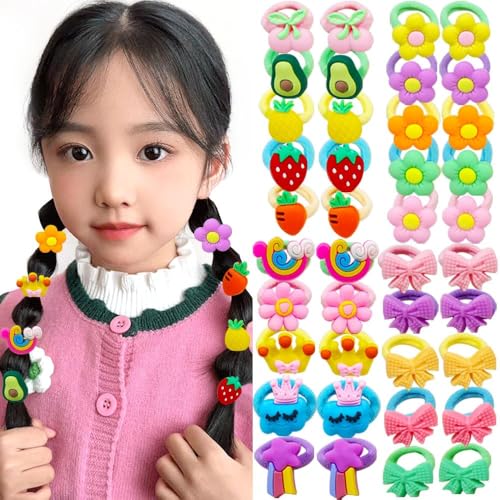 NEOBABY Hair Bands with Cartoon Characters Stickers Elastic Rubber Bands Hair Accessories |Fancy Design Toddler | Multicolor for Baby Girls and Kids (Assorted, 6 Pairs) - Image 1