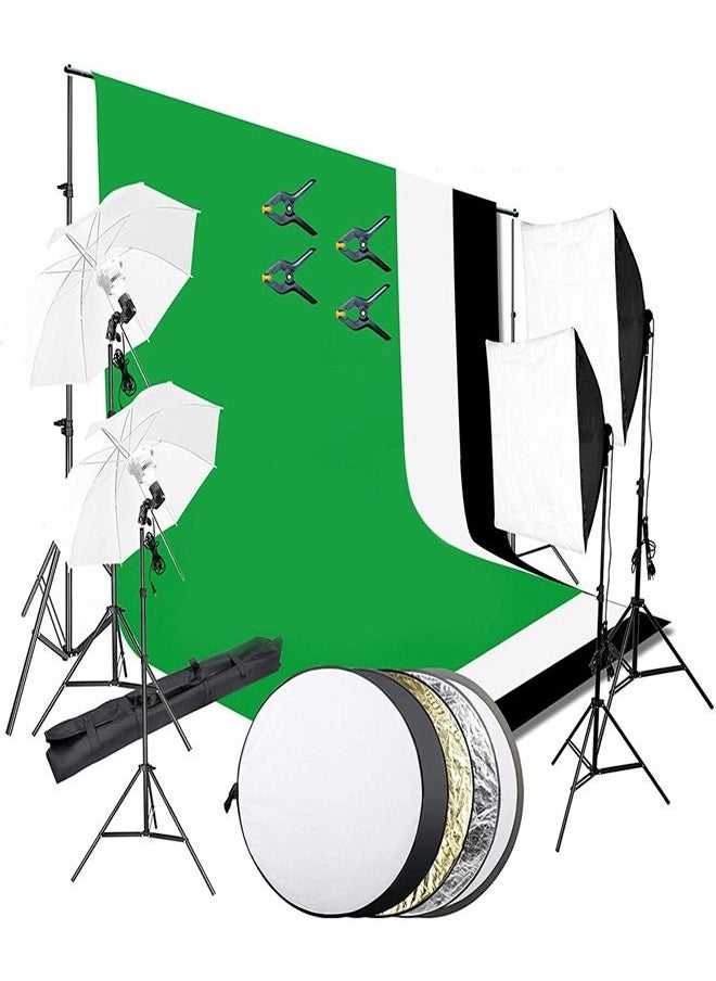 PADOM - Padom Photography Video Studio Lighting Kit Umbrella Softbox Set Continuous Lighting for Photo Studio Product, Portrait and Video Shooting Photography - Image 1