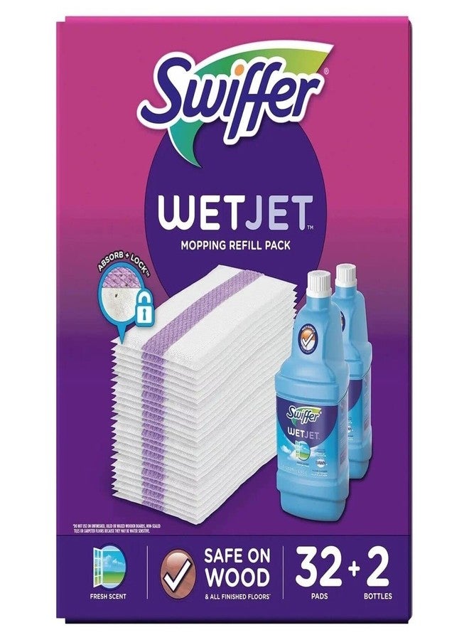 Swiffer Wetjet Mopping Refill Pack (32 Refill Pads + 2-1.25L Bottles of Cleaner) - Image 1