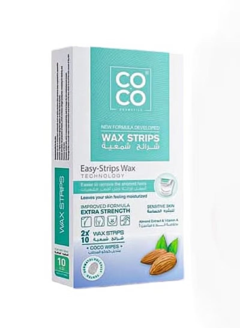 كوكو شرائح شمعية لإزالة الشعر كوكو واكس بخلاصة اللوز وفيتامين A للبشرة الحسّاسة