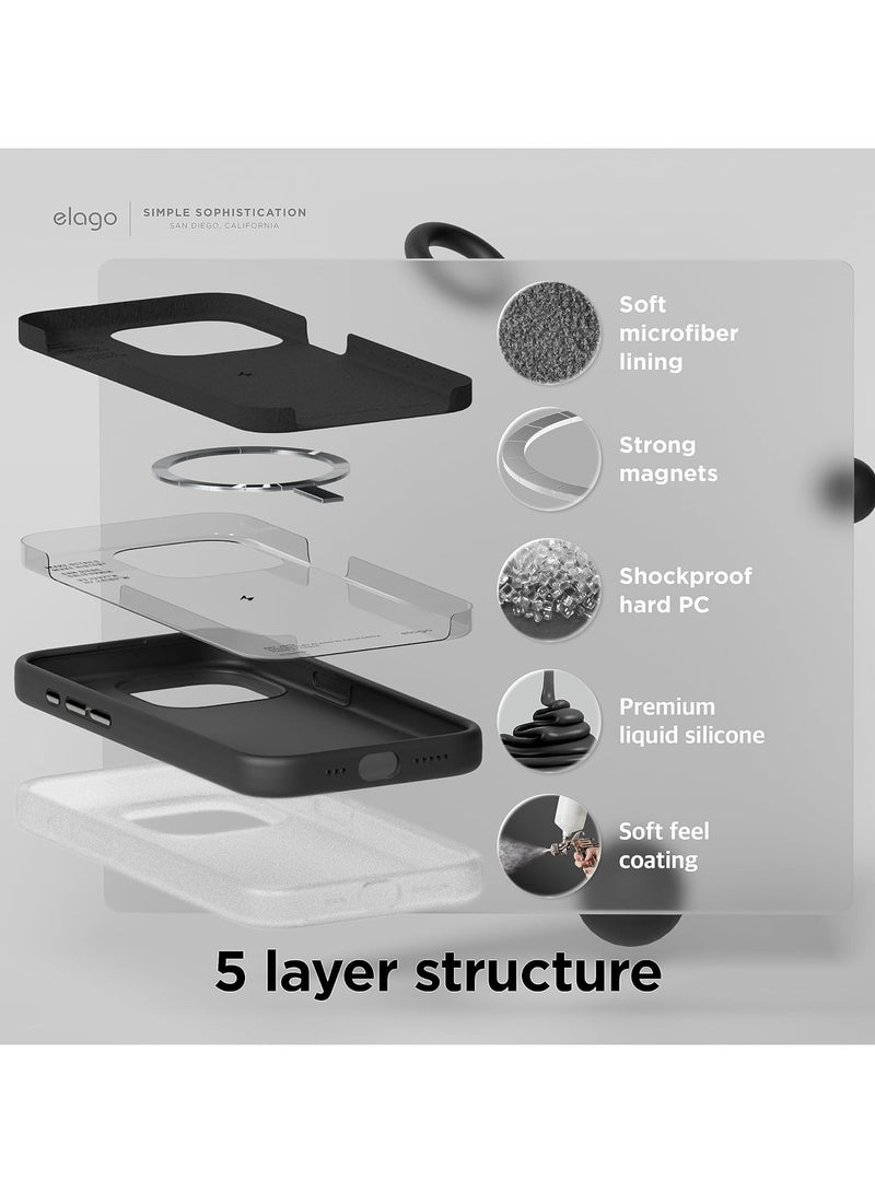 Elago Magnetic Liquid Silicone for iPhone 15 Pro MAX Case Cover with MagSafe Shockproof - Black - Image 4