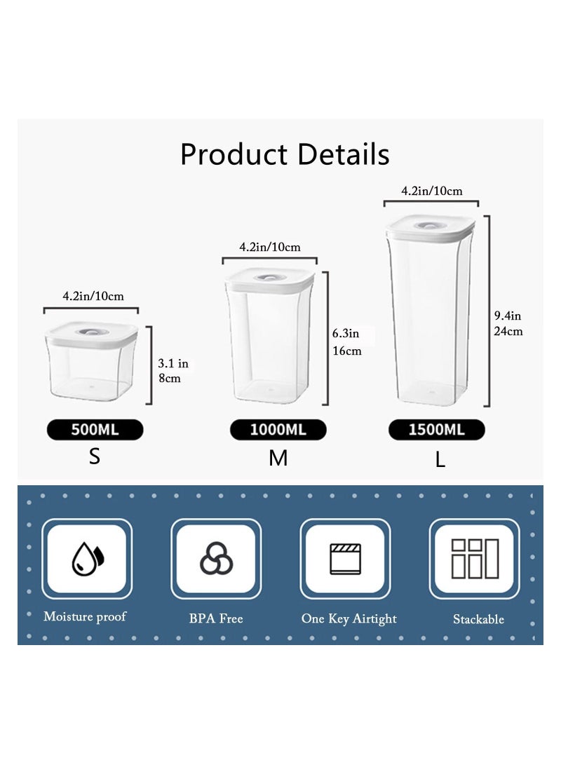 GGEROU Airtight Food Storage Containers,Set of 6，Food Grade Plastic Sealed Storage Tank for Candy,Coffee,Cereal 500ml - Image 2