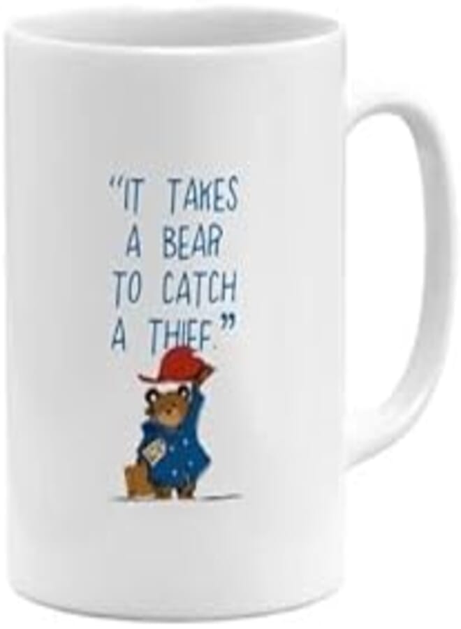 RYN PRINTED DESIGN Catch A Thief Cartoon Printed Coffee Mug White/Blue/Red 11ounce