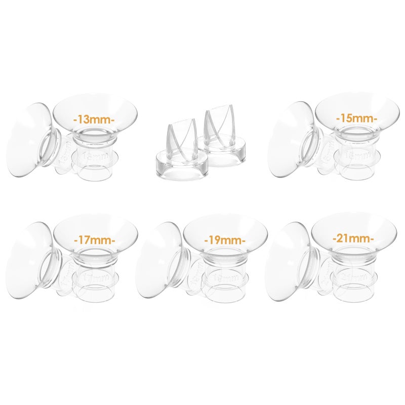 Ultrafire 10PCS Flange Inserts 13/15/17/19/21mm for 24mm Flange/Shield of Most Pumps, Breast Pump Accessories Compatible with S9/S9pro/S12/S12pro, Including Extra 2-Pack Duckbill Valve - Image 1