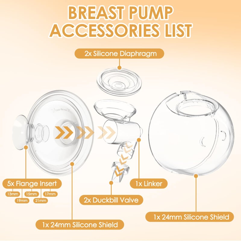 Ultrafire 10PCS Flange Inserts 13/15/17/19/21mm for 24mm Flange/Shield of Most Pumps, Breast Pump Accessories Compatible with S9/S9pro/S12/S12pro, Including Extra 2-Pack Duckbill Valve - Image 3