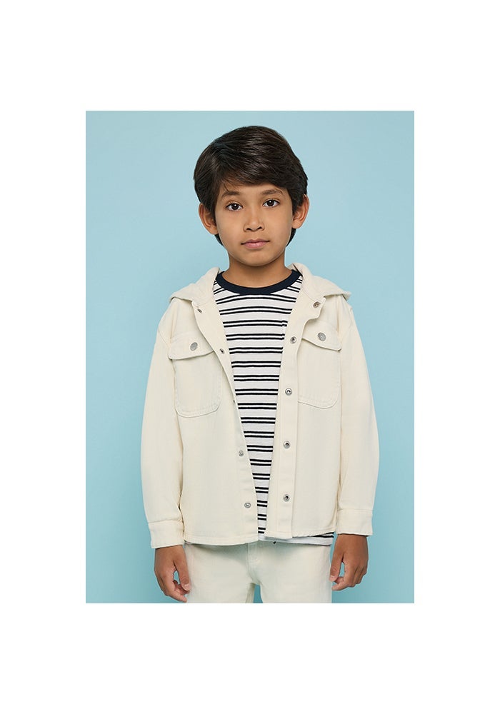 R&B Solid Hooded Shirt with Long Sleeves - Image 1
