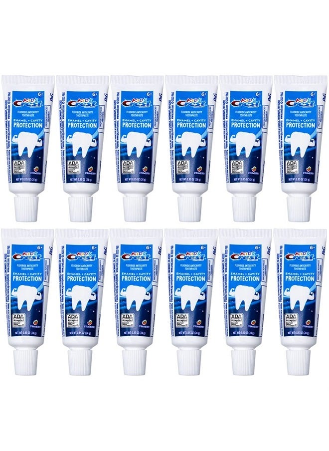 Crest Kids Advanced Toothpaste, Junior Toothpaste 6+ Years Old Enamel + Cavity Protection with Strawberry Flavor, Travel Size 0.85oz (24g) - Pack of 12  - Image 1