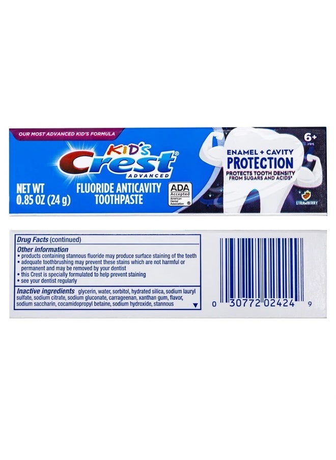 Crest Kids Advanced Toothpaste, Junior Toothpaste 6+ Years Old Enamel + Cavity Protection with Strawberry Flavor, Travel Size 0.85oz (24g) - Pack of 12  - Image 2