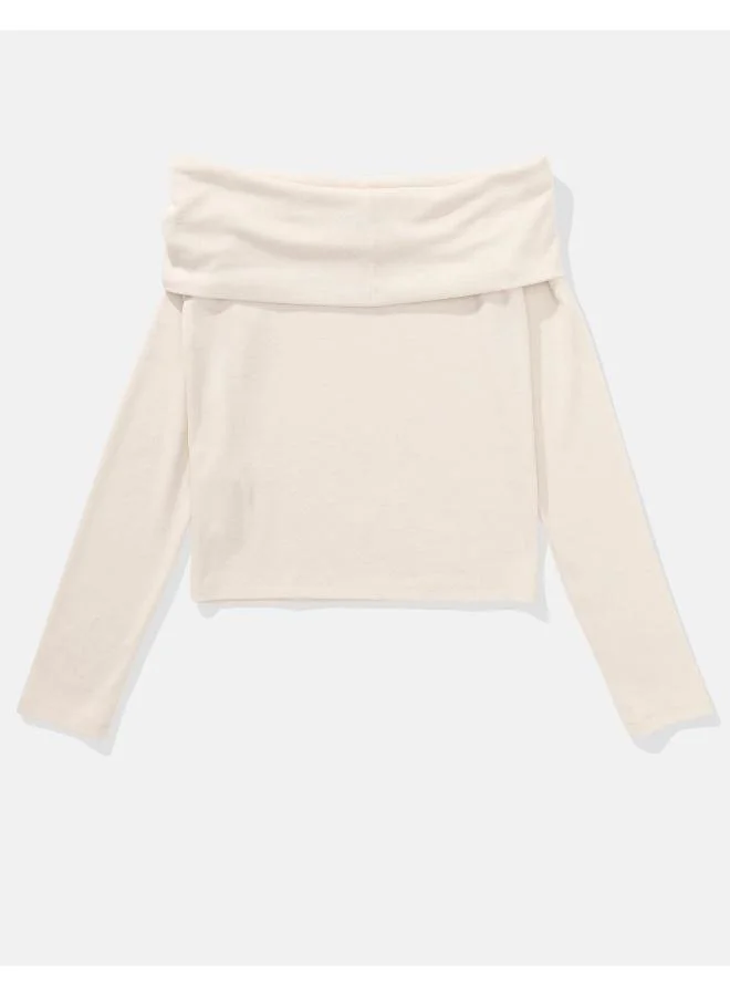 American Eagle AE Long-Sleeve Off-The-Shoulder T-Shirt