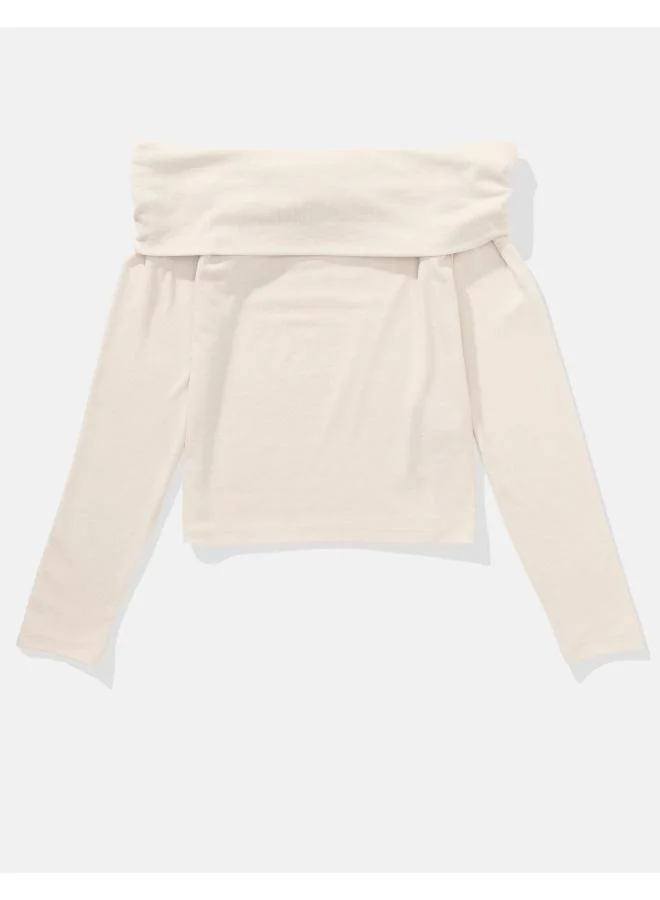 American Eagle AE Long-Sleeve Off-The-Shoulder T-Shirt