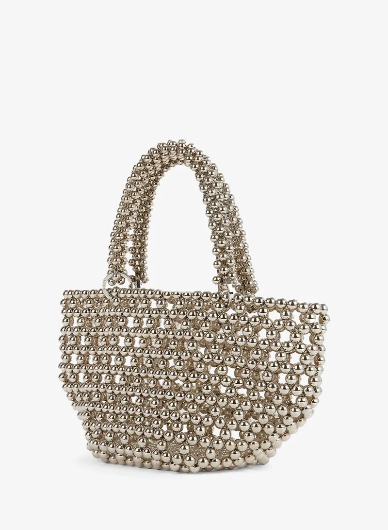 0711 Tbilisi Silver Tako Pearl Beaded Tote Bag