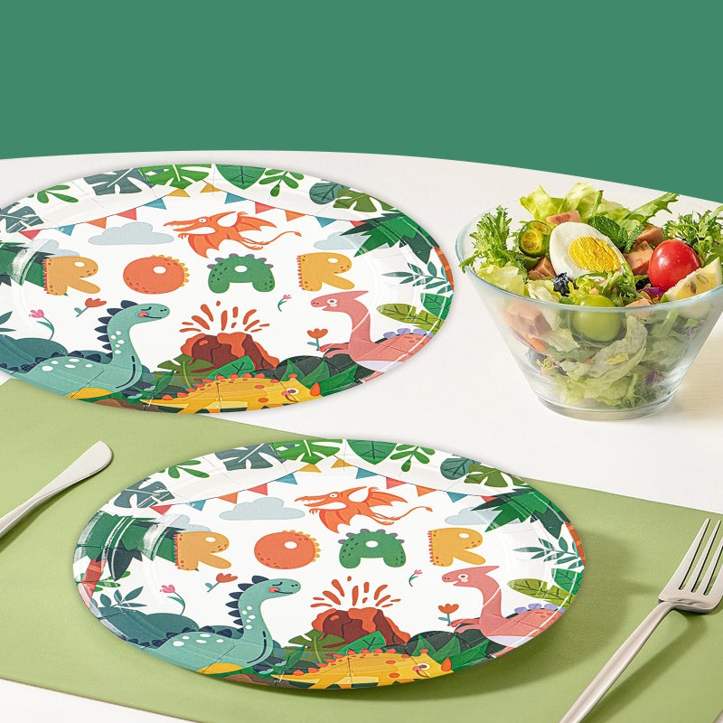 Hfbobp 50Pcs Dinosaur Party Plates Birthday Decorations  7Inch Dinosaur Theme Paper Dessert Plates Disposable Tableware Set For Birthday Baby Shower Party Supplies - Image 5