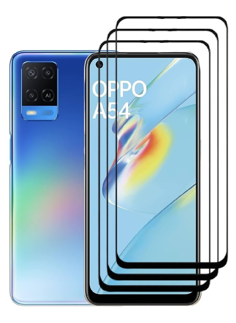 AINA 3 Pieces Tempered Glass Screen Protector 5D Designed For Oppo A54 Full Glue Edge to Edge Full Screen Coverage And Bubble Free - Image 1