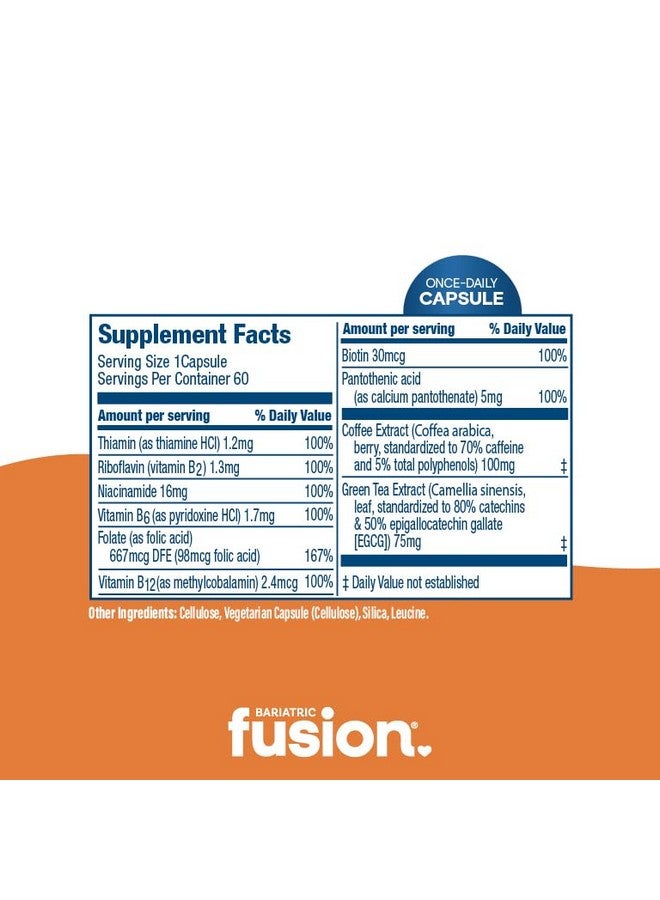 Bariatric Fusion B Vitamins for Energy Support | B-Complex with 70mg Natural Caffiene | Vegan Capsules | Bariatric Vitamins for Women and Men | Gluten, Dairy and Soy Free | Non-GMO | 60 Count - Image 4