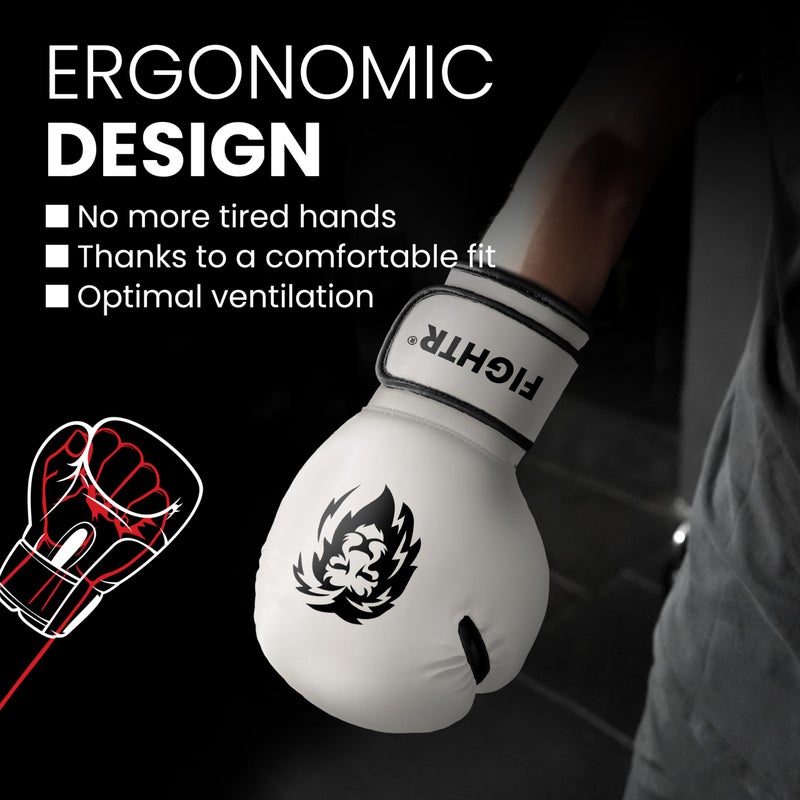 FIGHTR قفازات الملاكمة FIGHTRÂ® - أقصى حماية واستقرار | قفازات ملاكمة للملاكمة، MMA، موياي تاي وكيك بوكسينغ | الأحجام 8-16 أونصة - Image 5