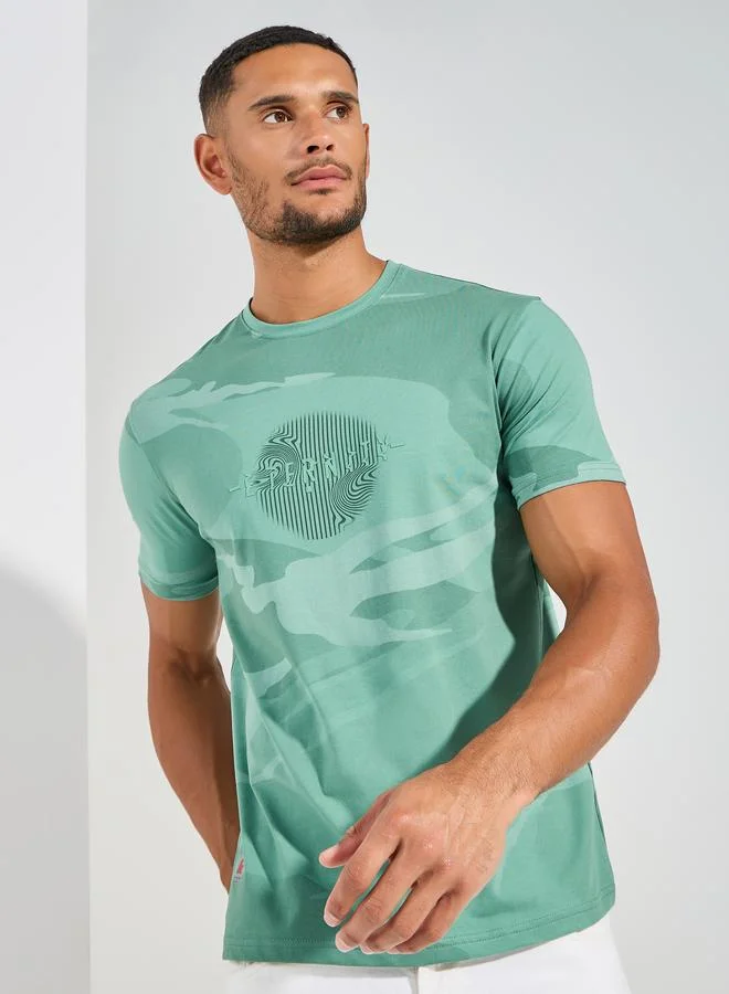 Fort Collins Camouflage Print Crew Neck T-Shirt by Styli