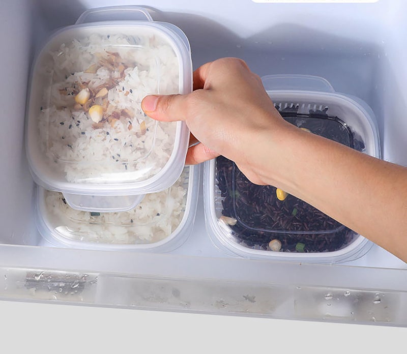 MosQuick®4Pcs half cut vegetables storage fridge boxes meal prep containers with drain basket fruit box for office fridge organiser for vegetables small boxes for snacks food storage containers - Image 3