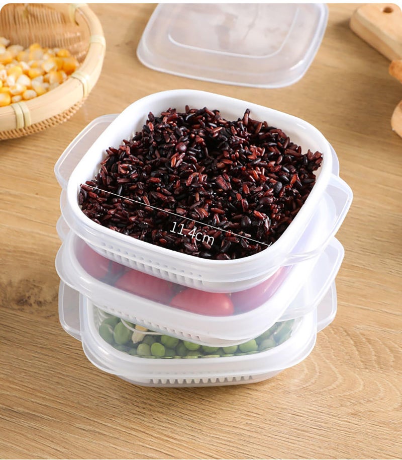 MosQuick®4Pcs half cut vegetables storage fridge boxes meal prep containers with drain basket fruit box for office fridge organiser for vegetables small boxes for snacks food storage containers - Image 4