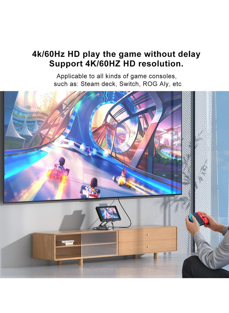 Excefore Docking Station for iPad Pro, Steam Deck, ROG Ally, 10 in 1 with 4K@60Hz HDMI SD TF 4.0 Reader,Gigabit Ethernet RJ45 100W PD,Audio,USB A,USB C Rotatable Folding Type-C Tablet Stand Holder - Image 4