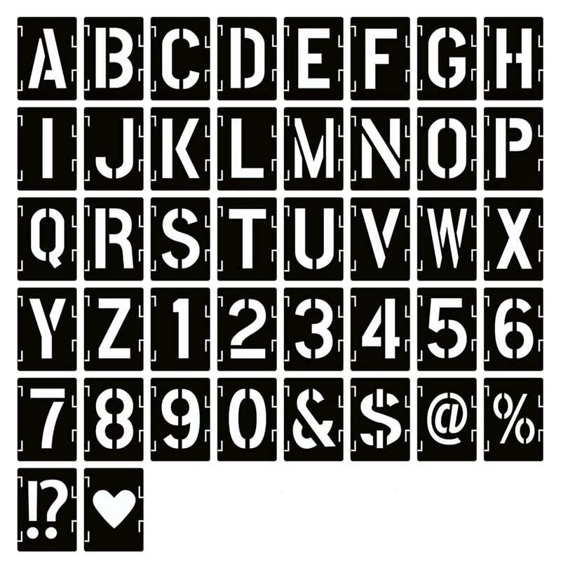 42-Piece Alphanumeric Symbol Template Set – 2 Inch, Stencil, for Painting, Craft, DIY