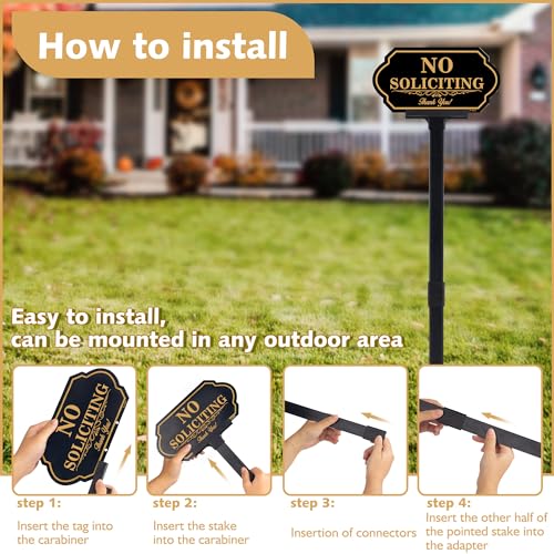 DXSIGN No Soliciting Sign for House with Stake - 50-mil Thick Aluminum - 5x10 Inch/37 Inch High - Adjustable Height - Outdoor Yard Sign for Home and Front Door (A1512) - Image 4