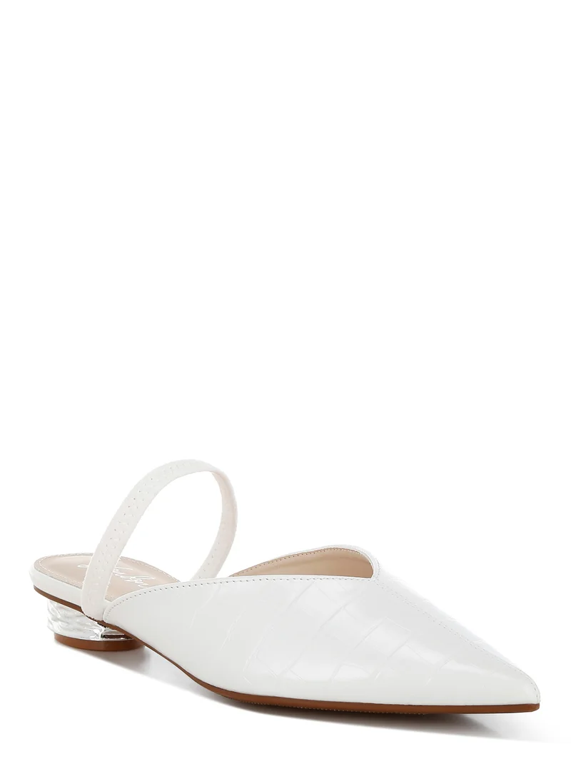 London Rag Fantasy Heel Croco Mules in White