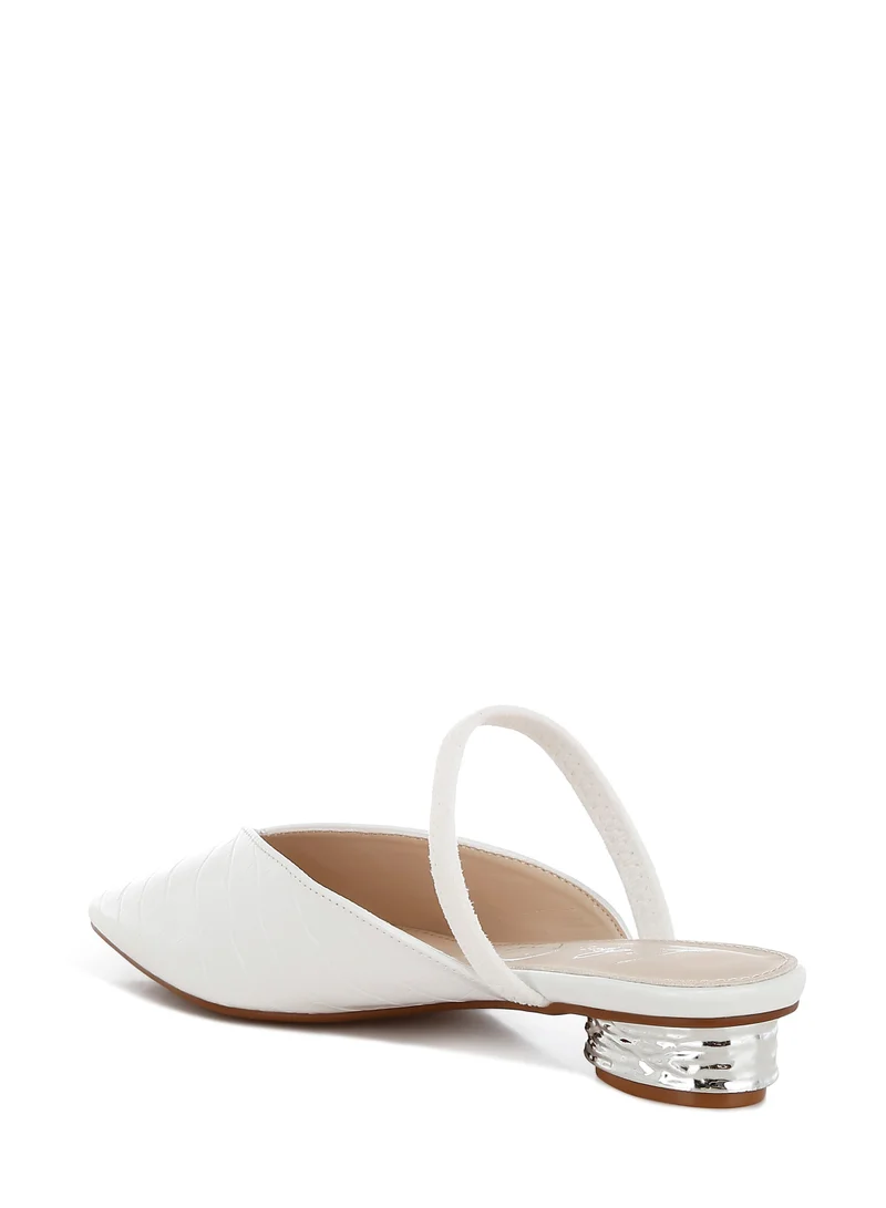 London Rag Fantasy Heel Croco Mules in White