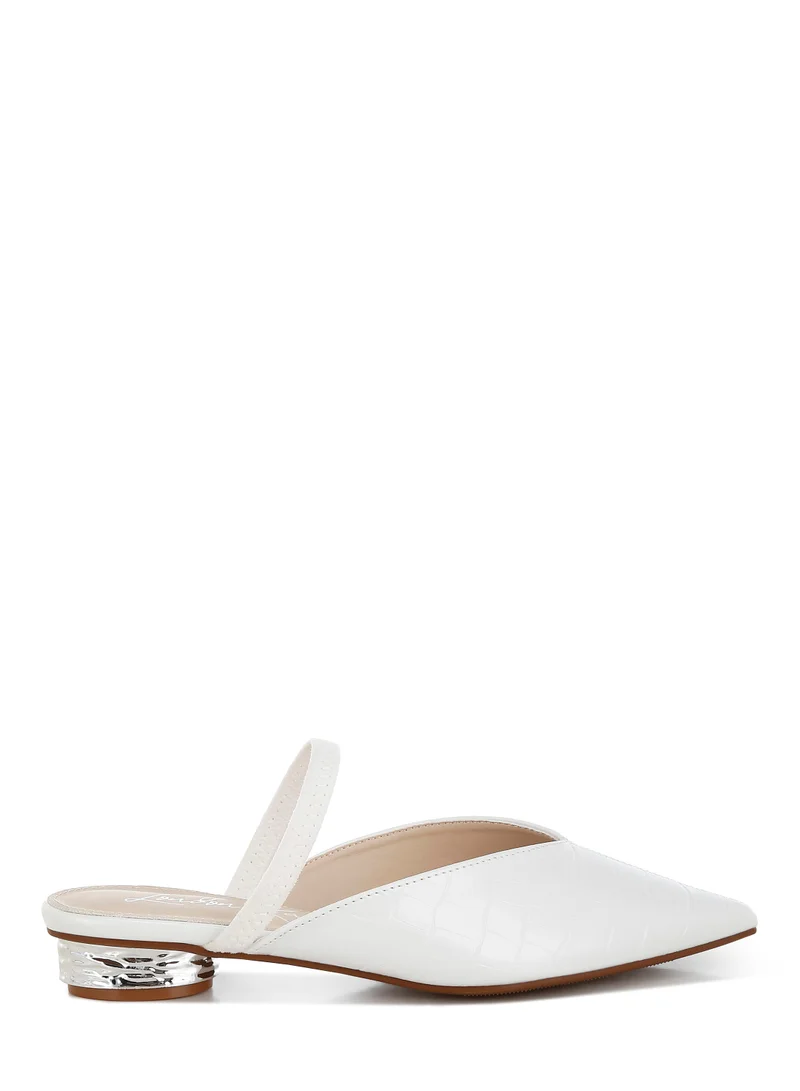 London Rag Fantasy Heel Croco Mules in White