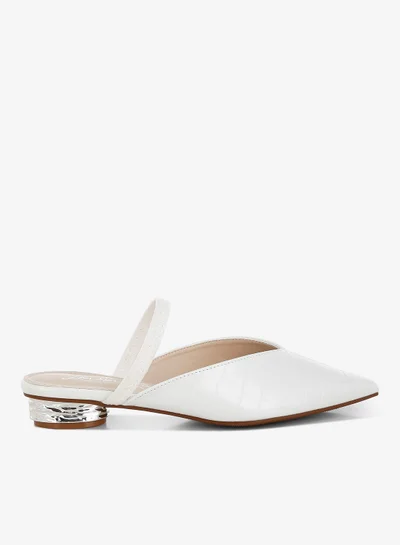 London Rag Fantasy Heel Croco Mules in White