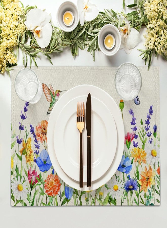 Sphragiyn Hummingbird Placemats 12×18 Inches Set of 4 Spring Summer Watercolor Floral Seasonal Indoor Kitchen Dining Table Place Mats for Home Party Decoration - Image 3