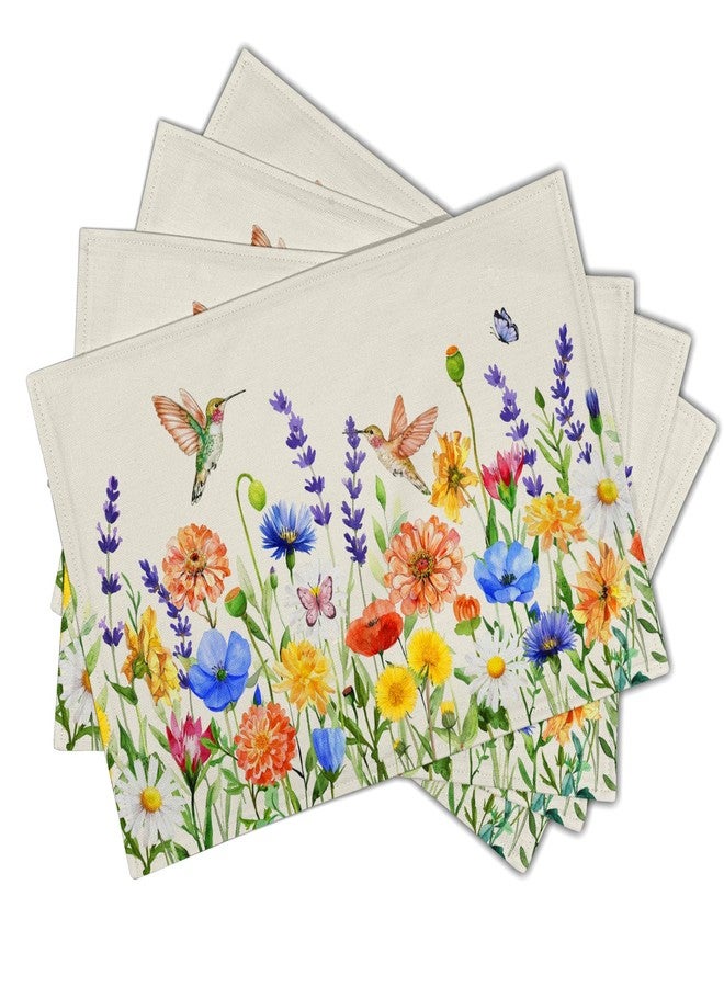 Sphragiyn Hummingbird Placemats 12×18 Inches Set of 4 Spring Summer Watercolor Floral Seasonal Indoor Kitchen Dining Table Place Mats for Home Party Decoration - Image 2