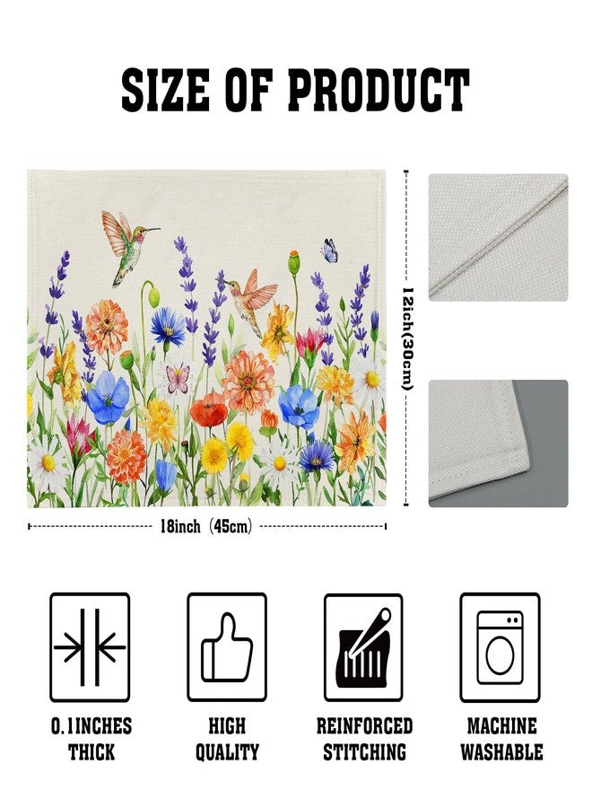 Sphragiyn Hummingbird Placemats 12×18 Inches Set of 4 Spring Summer Watercolor Floral Seasonal Indoor Kitchen Dining Table Place Mats for Home Party Decoration - Image 4