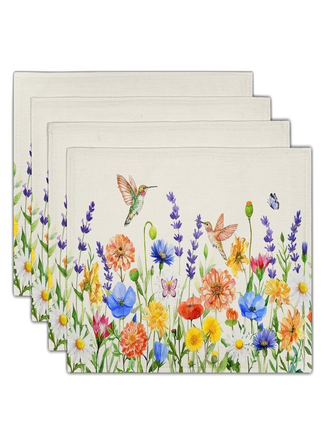 Sphragiyn Hummingbird Placemats 12×18 Inches Set of 4 Spring Summer Watercolor Floral Seasonal Indoor Kitchen Dining Table Place Mats for Home Party Decoration - Image 1