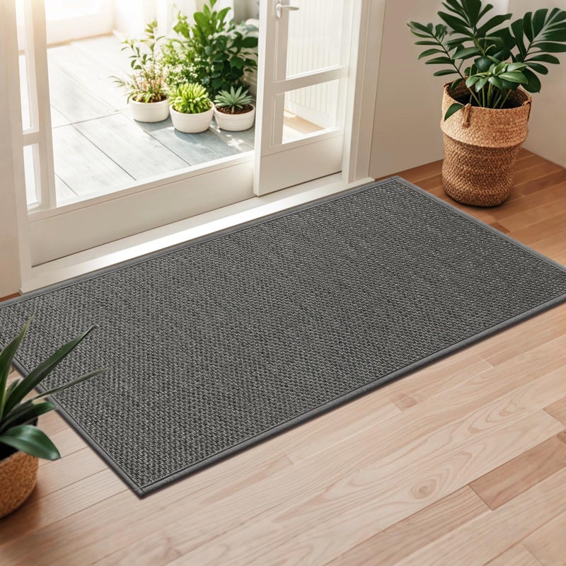 LEKEEPGO Door Mat 24"x47", Non Slip Door Mat Indoor Entrance, Rubber Backing Indoor Door mats Washable Absorbent Low-Profile Doormat Front Entryway Entry Resist Dirt Inside Door Mats, Grey - Image 1