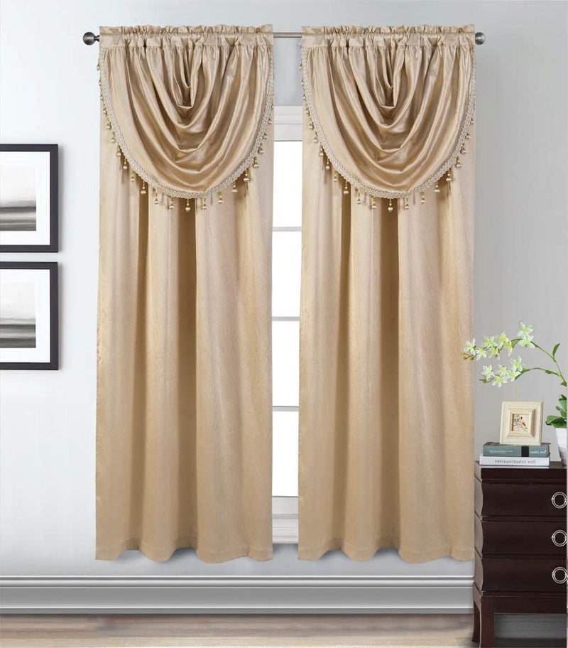 GLORY RUGS Window Panel with Attached Valance Curtain Bedroom Living Room Dining 42"X84" Cream - Image 1