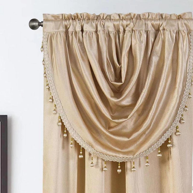GLORY RUGS Window Panel with Attached Valance Curtain Bedroom Living Room Dining 42"X84" Cream - Image 2
