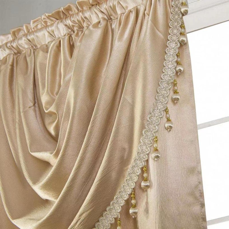 GLORY RUGS Window Panel with Attached Valance Curtain Bedroom Living Room Dining 42"X84" Cream - Image 3