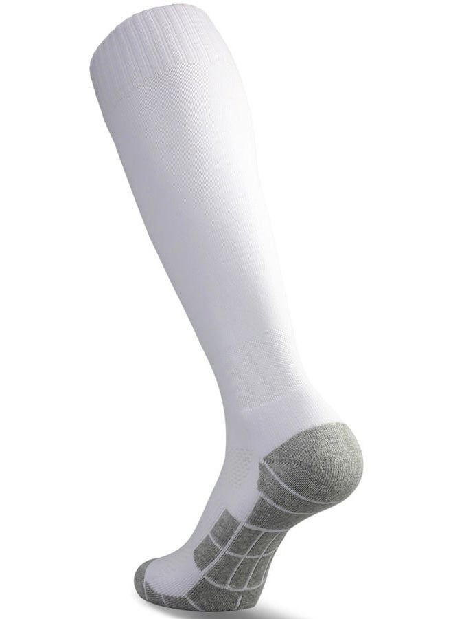 CWVLC Soccer Socks Mens Womens Rugby Sport Softball Team Athletic Knee High Long Tube Cotton Compression Socks White Large (10-13 Women/8-12 Men) - Image 1