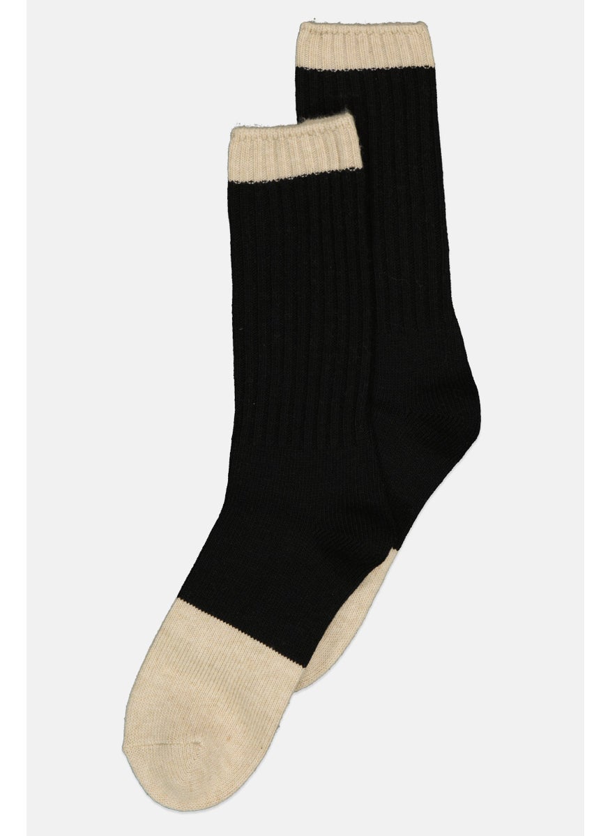 Celio Men 1Pair Rib Knit High Socks, Black 