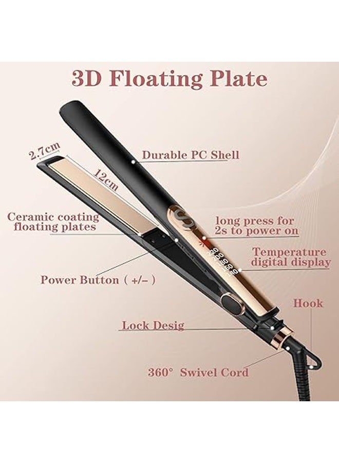 general Hair straightener curls and hair straightener, 2-in-1 with LCD digital display, 140 °C ~ 220 °C, with ceramic plate adjustable temperature, suitable for beginners and hair salon staff - Image 2