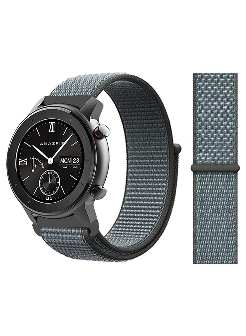 Perfii Nylon Loop Replacement Band 20mm For Amazfit GTR 42mm Storm Grey
