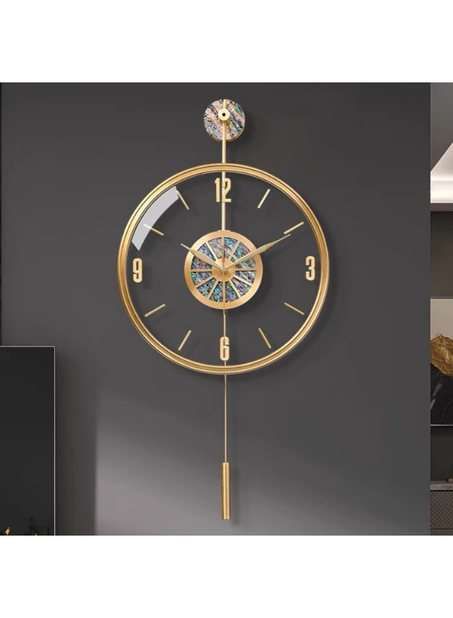 أولودينيز  المدار الذهبي – ساعة حائط فاخرة كبيرة الحجم مع مركز بصدف البحر وبندول ديكوري - Image 5