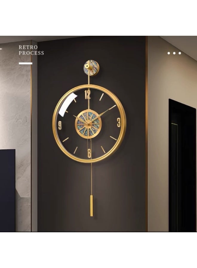 أولودينيز  المدار الذهبي – ساعة حائط فاخرة كبيرة الحجم مع مركز بصدف البحر وبندول ديكوري - Image 2