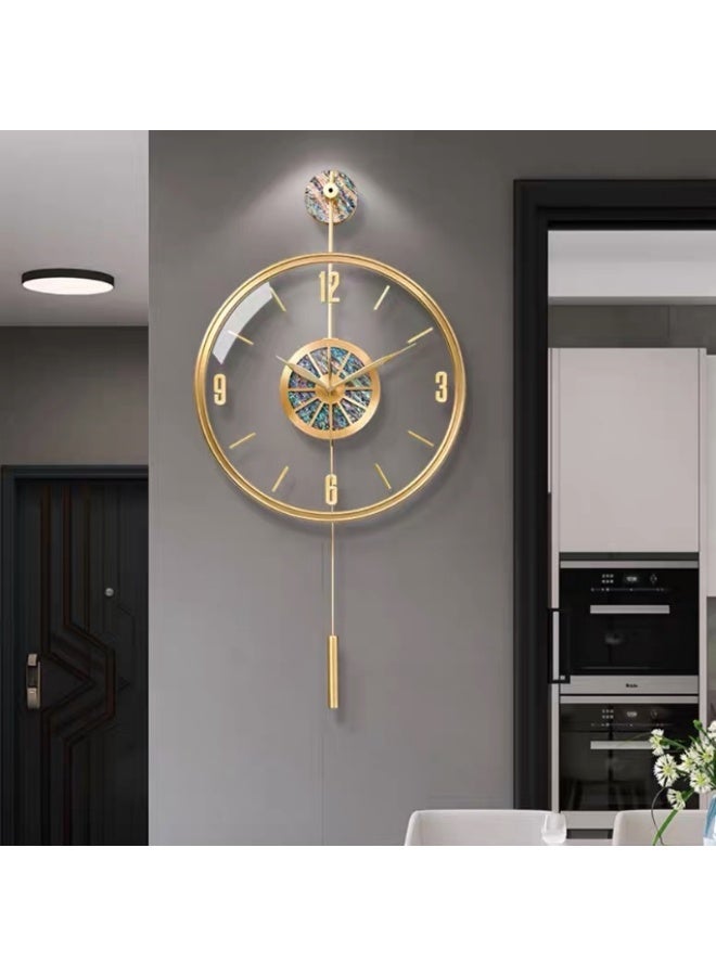 أولودينيز  المدار الذهبي – ساعة حائط فاخرة كبيرة الحجم مع مركز بصدف البحر وبندول ديكوري - Image 2