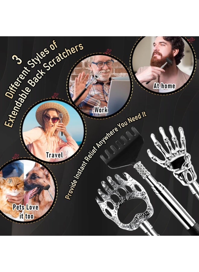 روكاوات 3 أدوات لكشط الظهر، أداة تدليك قابلة للسحب، تصميم معدني صغير، أداة محمولة قابلة للتوسيع لحكة الظهر، أنماط كاملة - Image 2