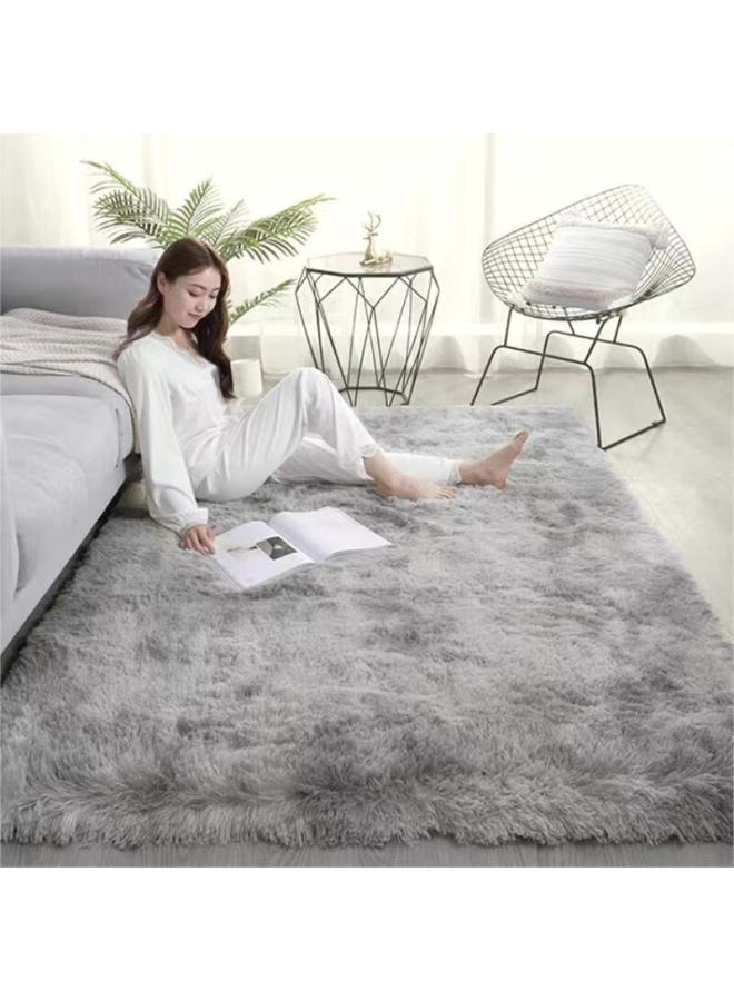 Moon Time Mengting Long-staple Silk Velvet Living Room Carpet, Skin-friendly And Lint-free, Simple Silver-gray, 160*230cm - Image 1